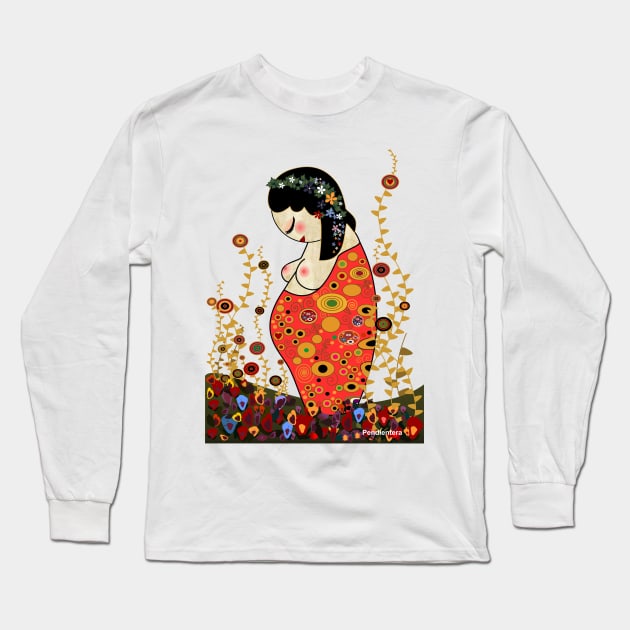 Kokeshi Hope of Klimt Long Sleeve T-Shirt by Pendientera